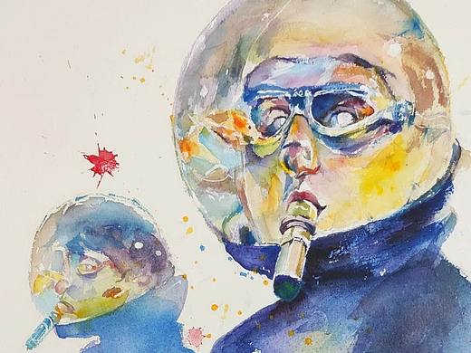 水彩 《地球宇航员》