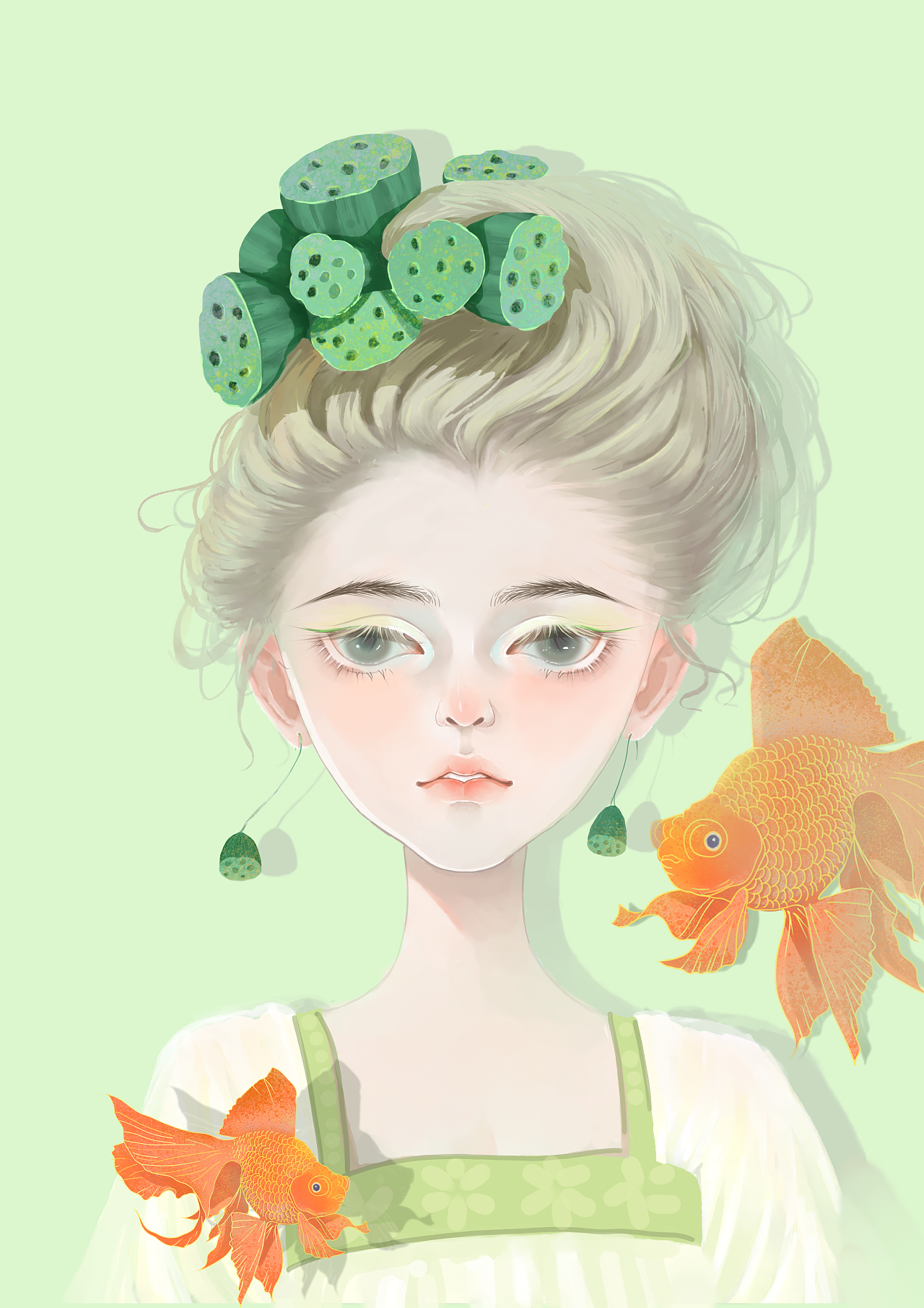 原创插画#头像@莲蓬女孩儿