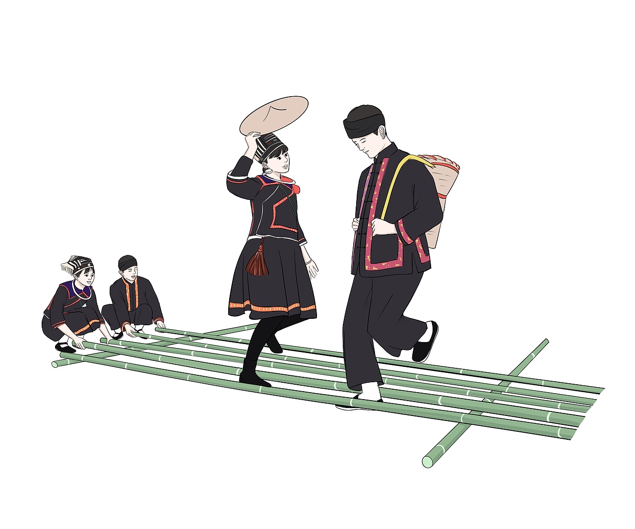 广西壮族民俗文化（图ZMjkzNDQ1NTg0） - 商业插画 - 站酷设计师关辛原创素材 - 站酷ZCOOL