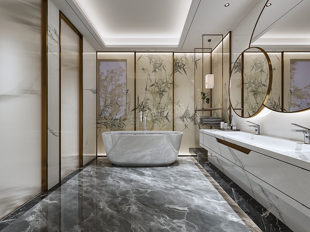 棕榈泉山顶别墅装修,独栋别墅新中式风格设计