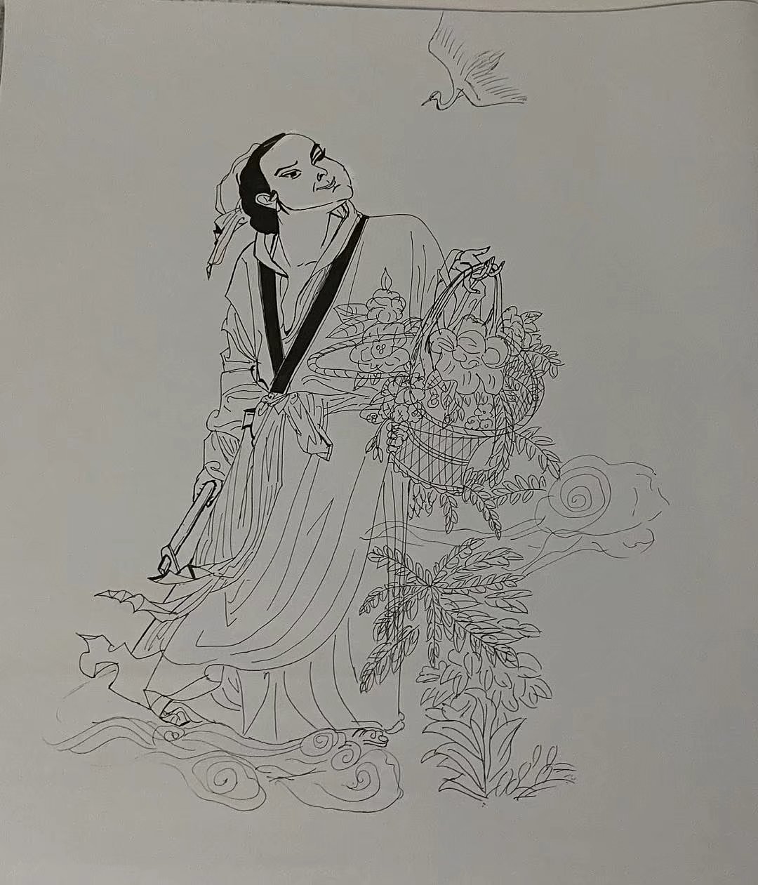 八仙~(中性笔,蜡笔画,2021年,临摹画)