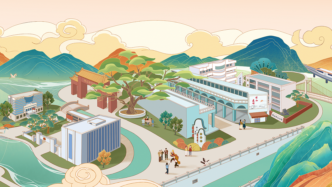 深圳坪山记忆馆画卷（图ZMjMwNTU3ODQw） - 商业插画 - 站酷设计师mumu耍太极原创素材 - 站酷ZCOOL