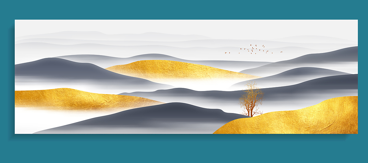 现代简约北欧山风景床头晶瓷画装饰画