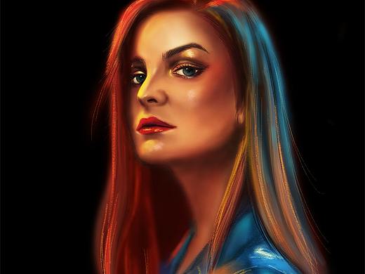 冷暖色对比人物肖像手绘