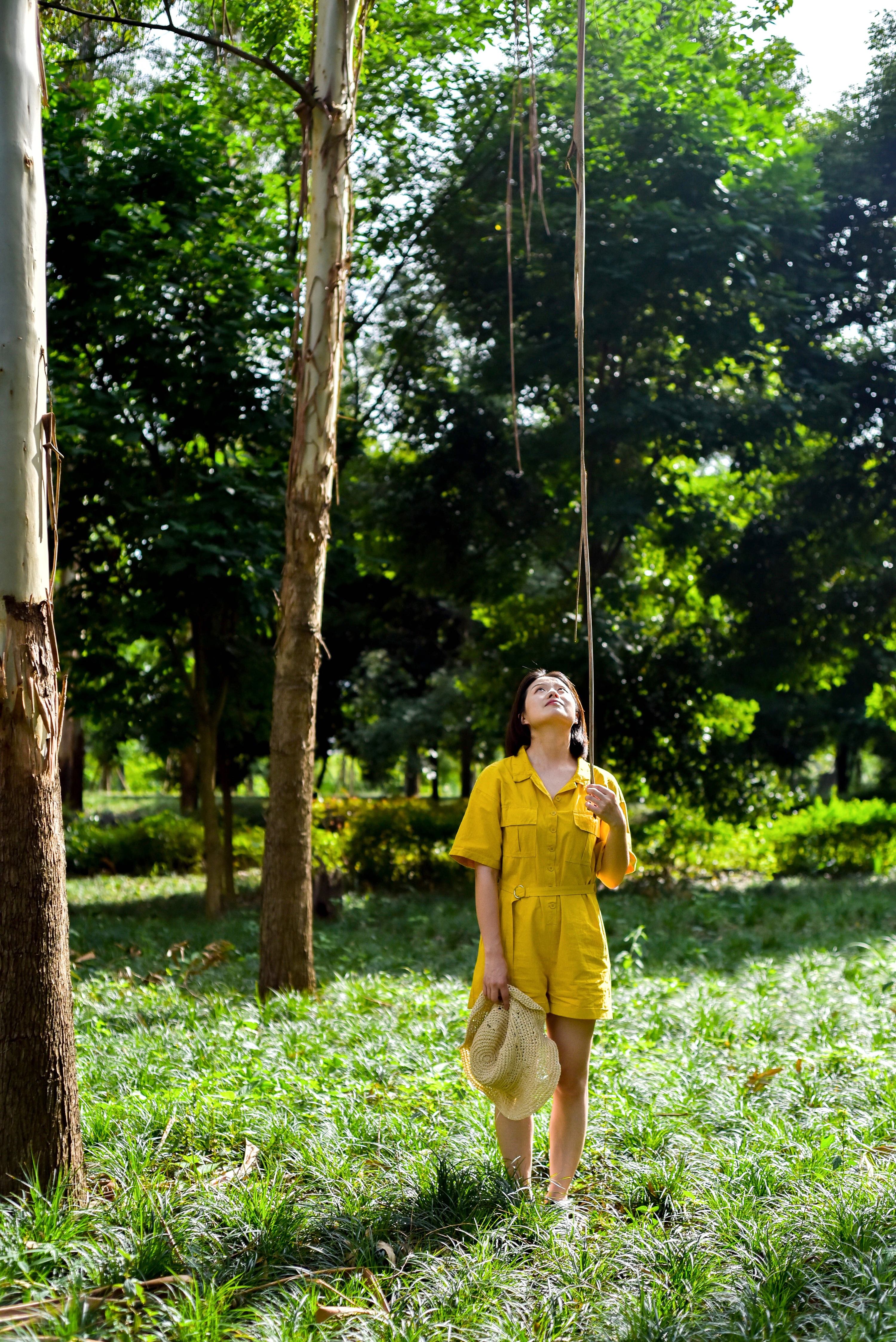 向日葵清新人物草地写真摄影拍照