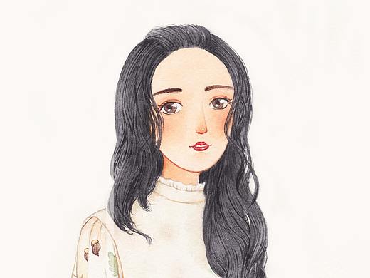 少女-水彩画
