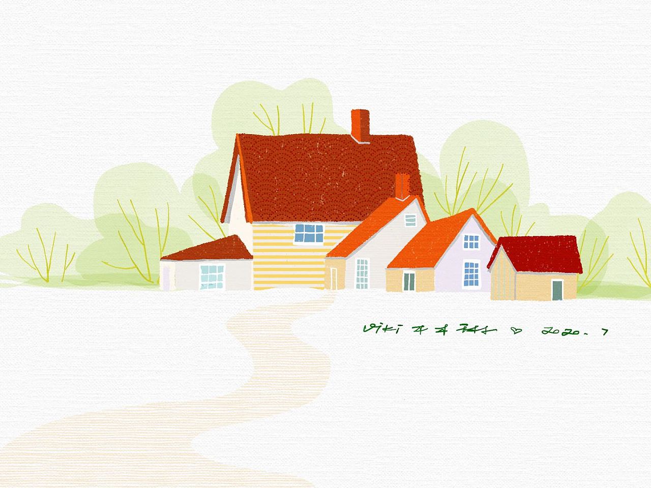 小房子系列插画