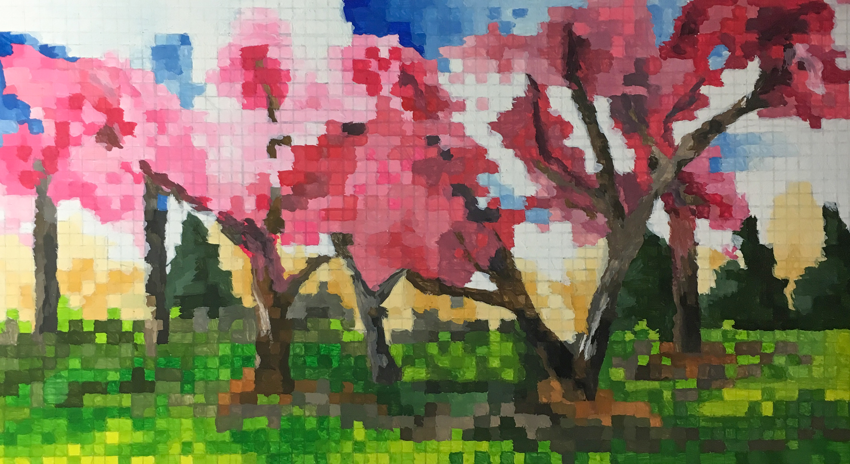 樱花像素画手绘图片