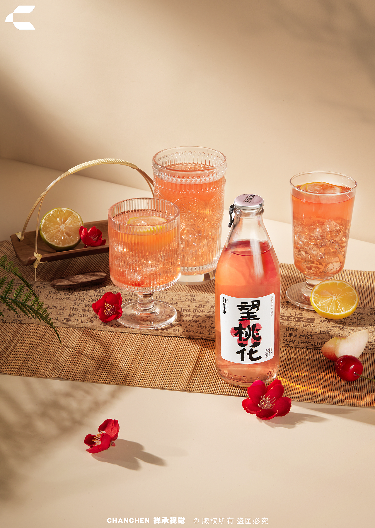 【产品拍摄】望桃花饮品拍摄（图ZMzQ4MzcwNTEy） - 产品摄影 - 站酷设计师禅承广告原创素材 - 站酷ZCOOL