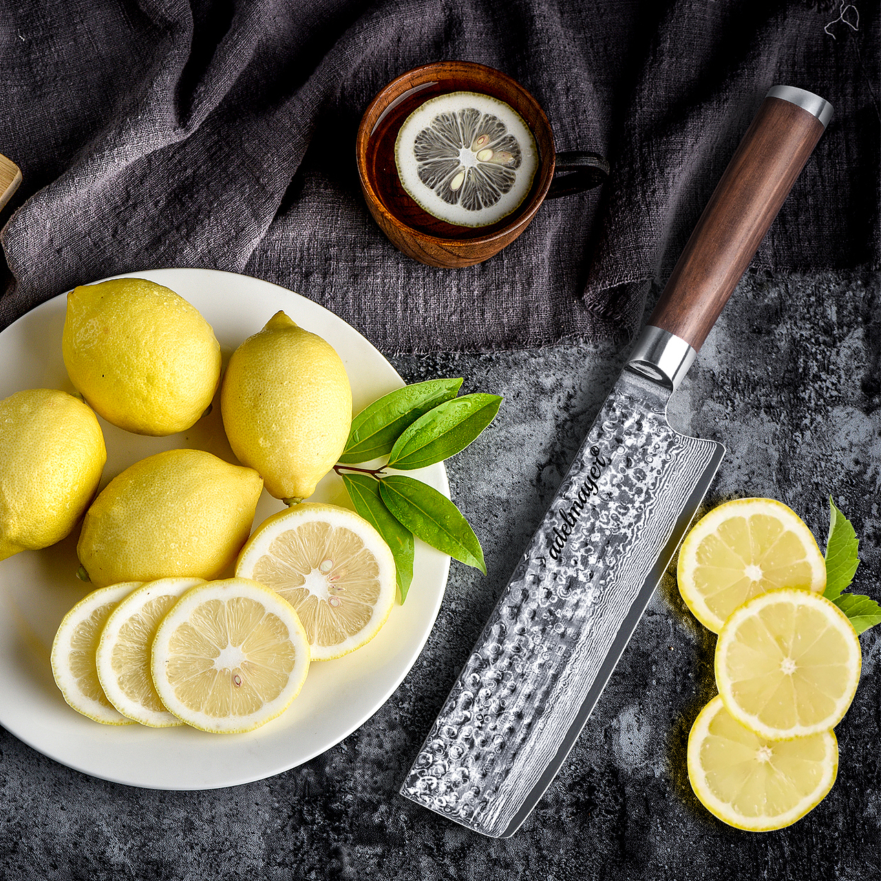 厨刀系列-大马士革-胡桃木手柄（图ZMjU3Njg0NTY0） - 电商 - 站酷设计师Ken_一迅原创素材 - 站酷ZCOOL