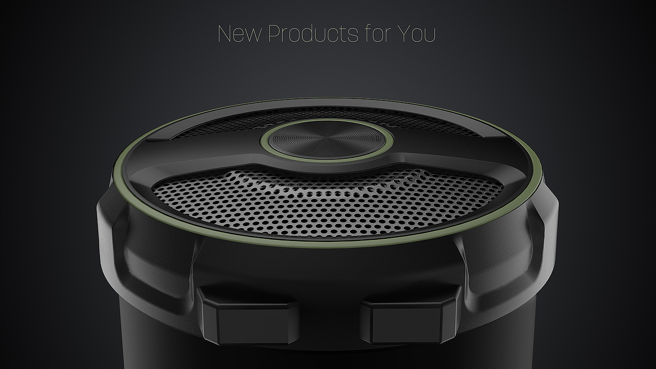 这款户外蓝牙音箱的整体设计风格就是POWER、大块头,酷酷的户外风。
整个材质是黑色ABS+PC中筒、烤漆黑色钢网搭配日落黄头层牛皮手提带,轻量便携!在音箱的底部设计有两对脚垫,便于放置在地面和桌面上。