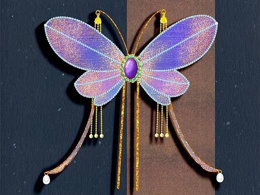 蝴蝶簪稿（个人主页-ZNjM4NjI1MTI=） - 首饰设计 - 站酷设计师白蟾RAN原创素材 - 站酷ZCOOL