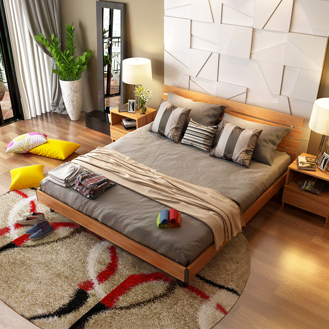 中式床3D效果图|工业/产品|家具|3D设计师小文 - 原创作品 - 站酷 (ZCOOL)