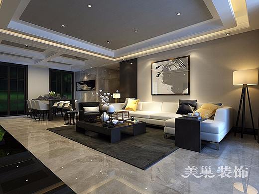 美巢装饰：亚星金运外滩四室143平装修-高冷范的黑白灰