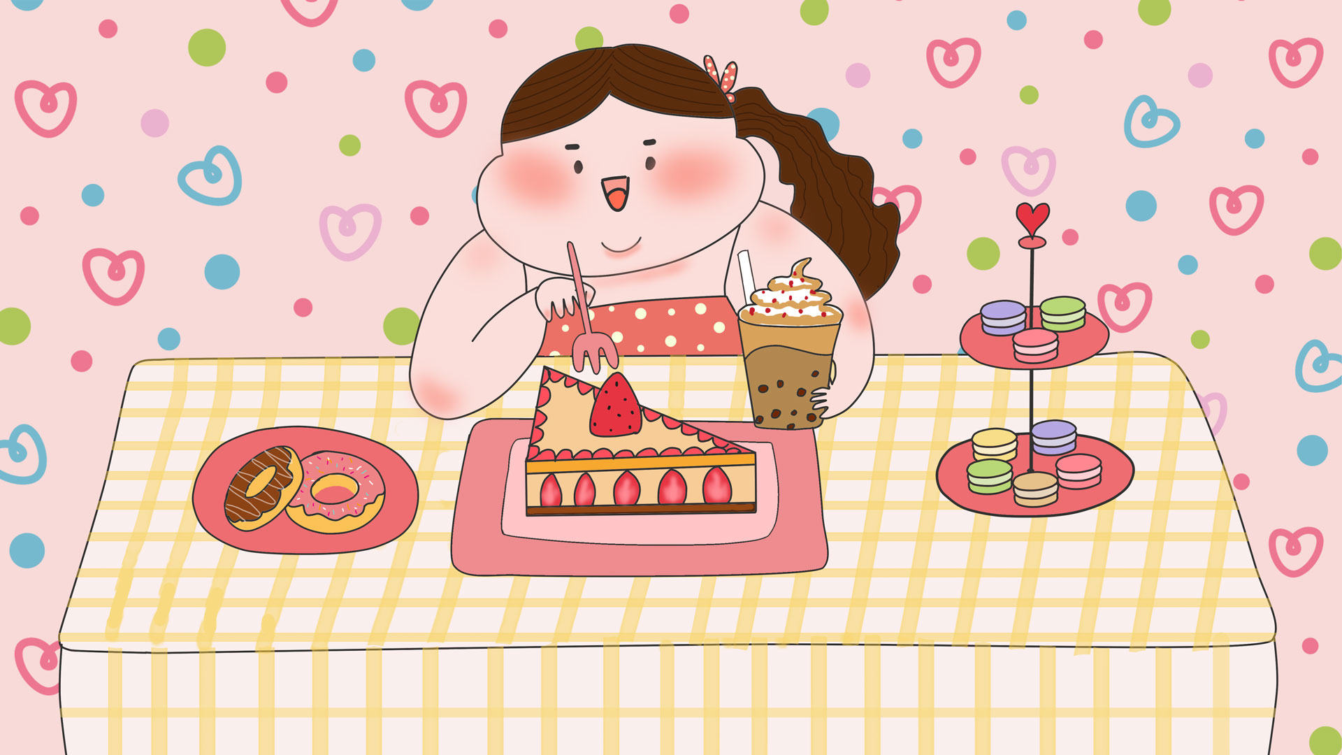 吃甜甜圈的动漫小女孩图片