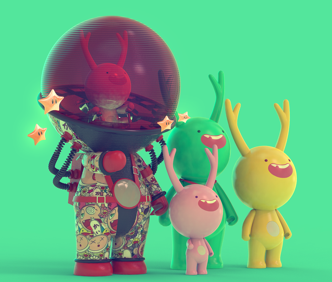 一组3d品牌ip吉祥物设计