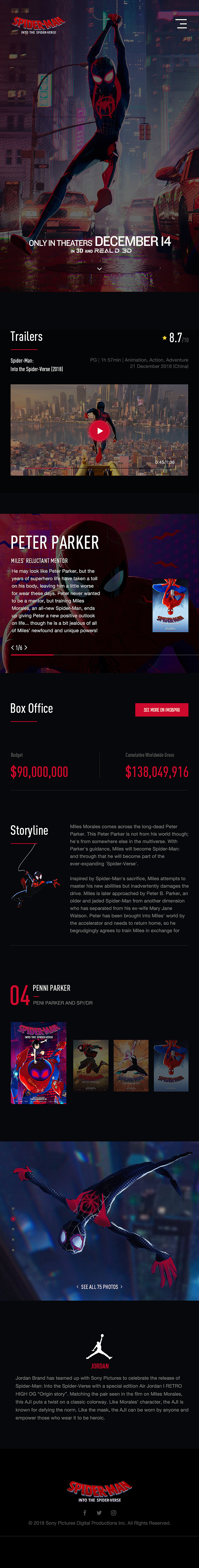 Spider-Man Into the Spider-Verse Webdesign#（图ZMTQwMzIyNTgw） - 企业官网 - 站酷设计师Sawyerchan原创素材 - 站酷ZCOOL
