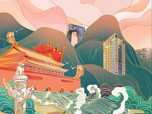 「商业插画」孔雀城节气 国庆