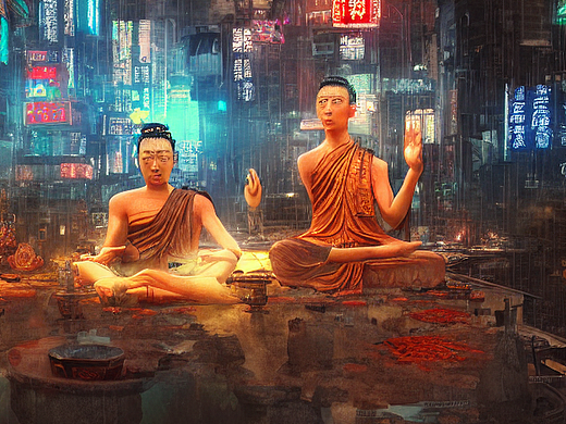 #AI创作实验室#佛道互相对立八卦为底部虚幻交界