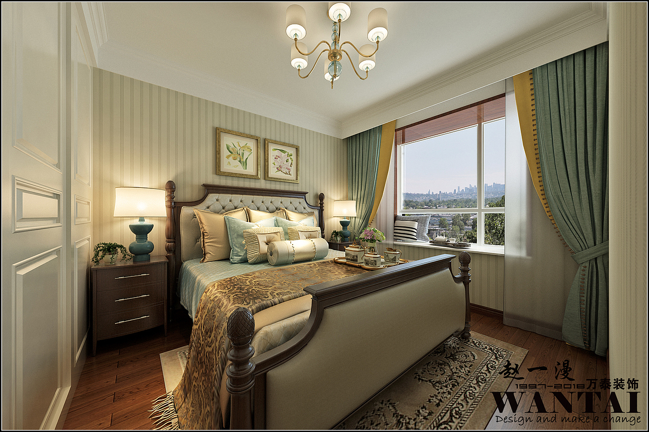 【济宁绿地国际城】装修效果图：D2136平四室两厅美式（图ZMTM0NjUyMzAw） - 家装设计 - 站酷设计师济宁小郭原创素材 - 站酷ZCOOL