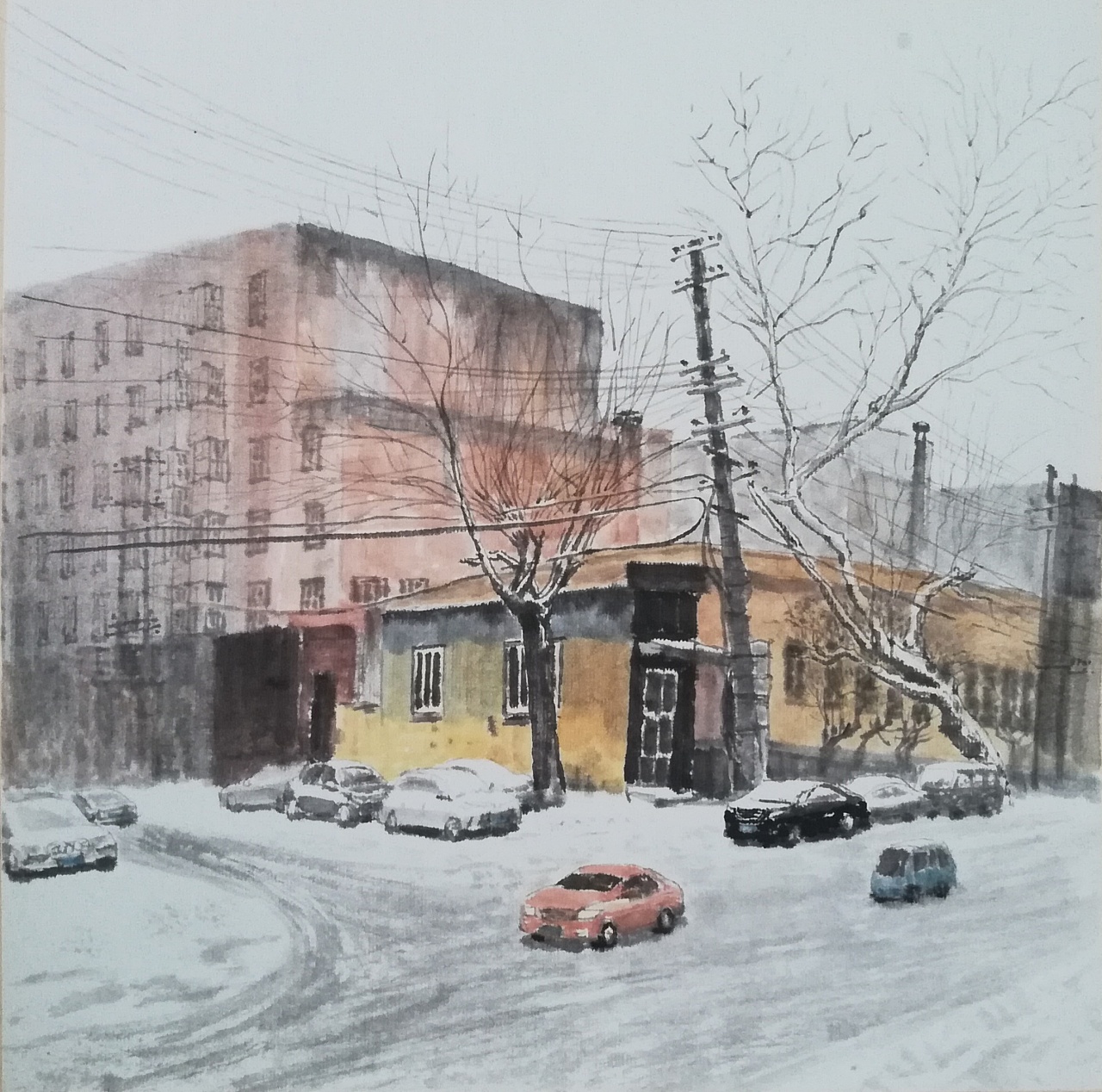 画哈尔滨冬天的一幅画图片
