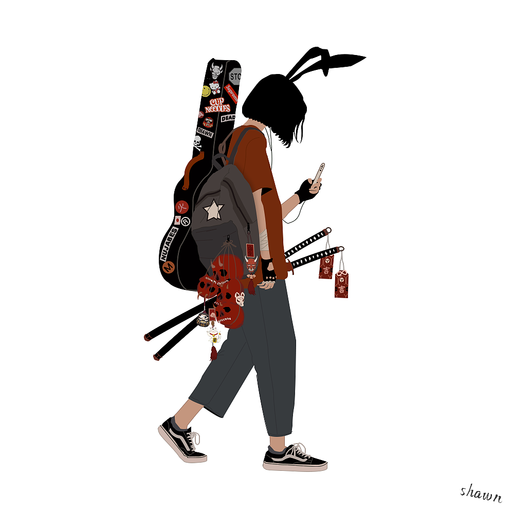 插画 - 一组潮流日系插画练习