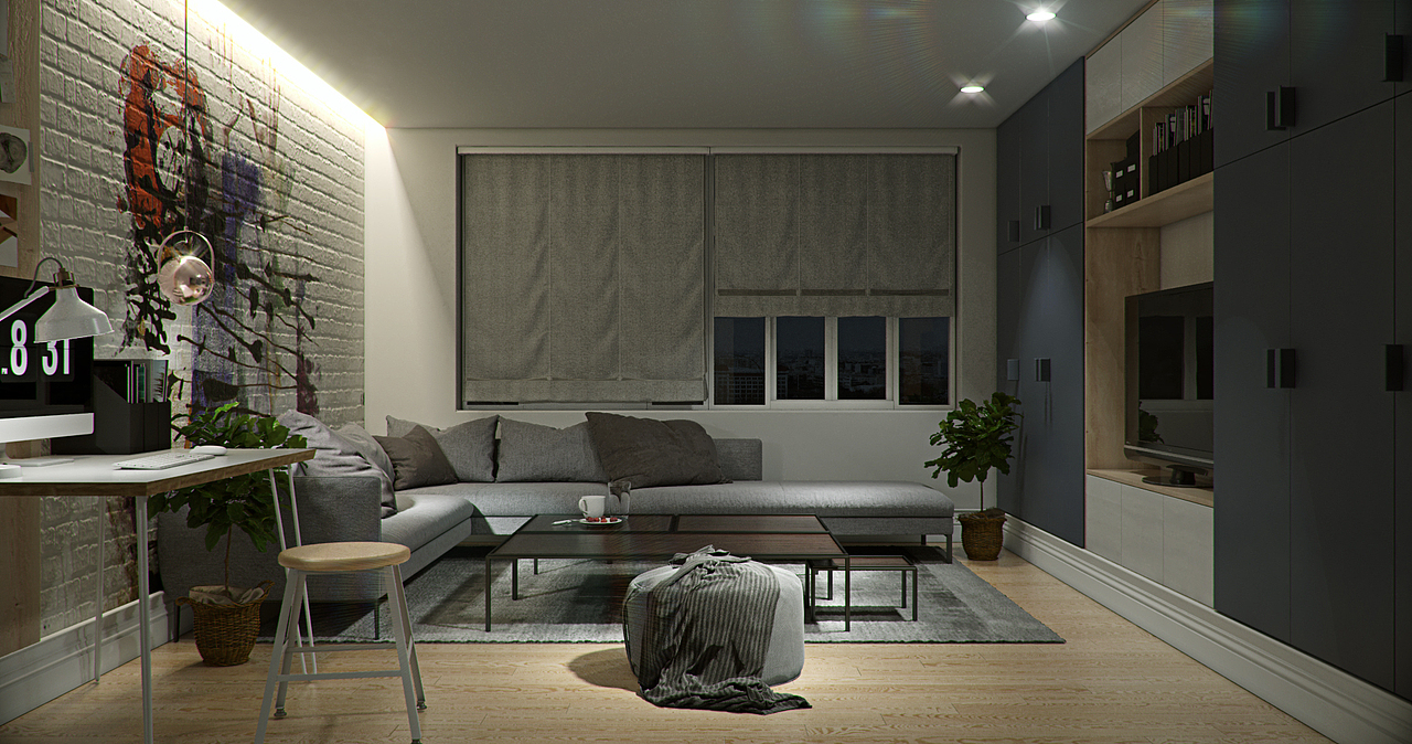 客厅卧室及书房室内空间效果表达