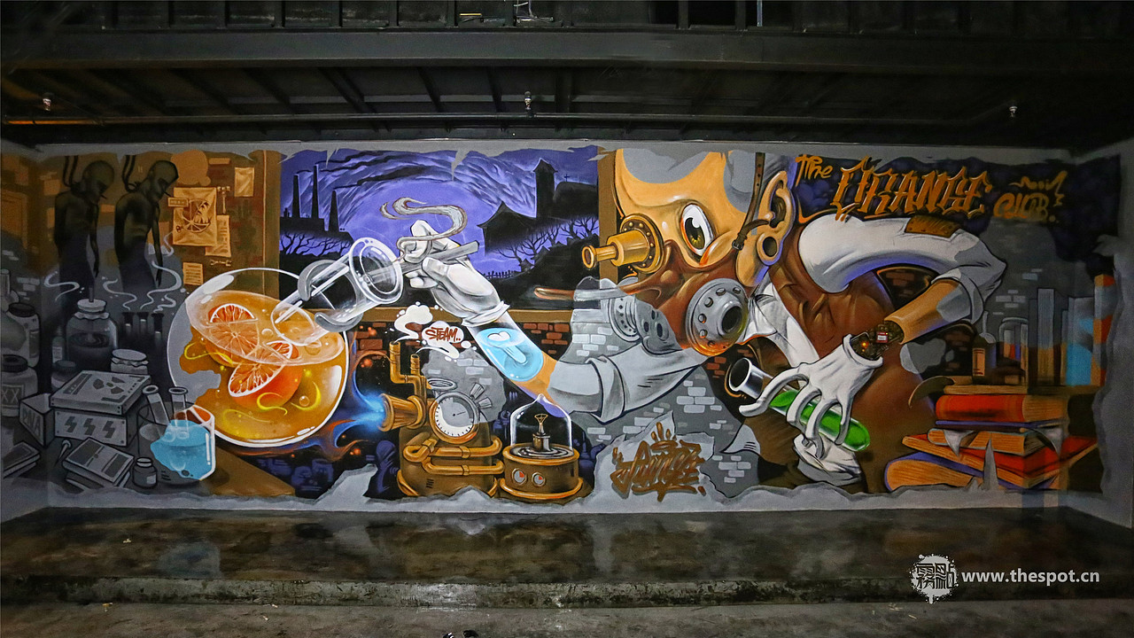 珠海涂鸦 【雾点原创涂鸦】珠海发条橙子livehouse酒吧