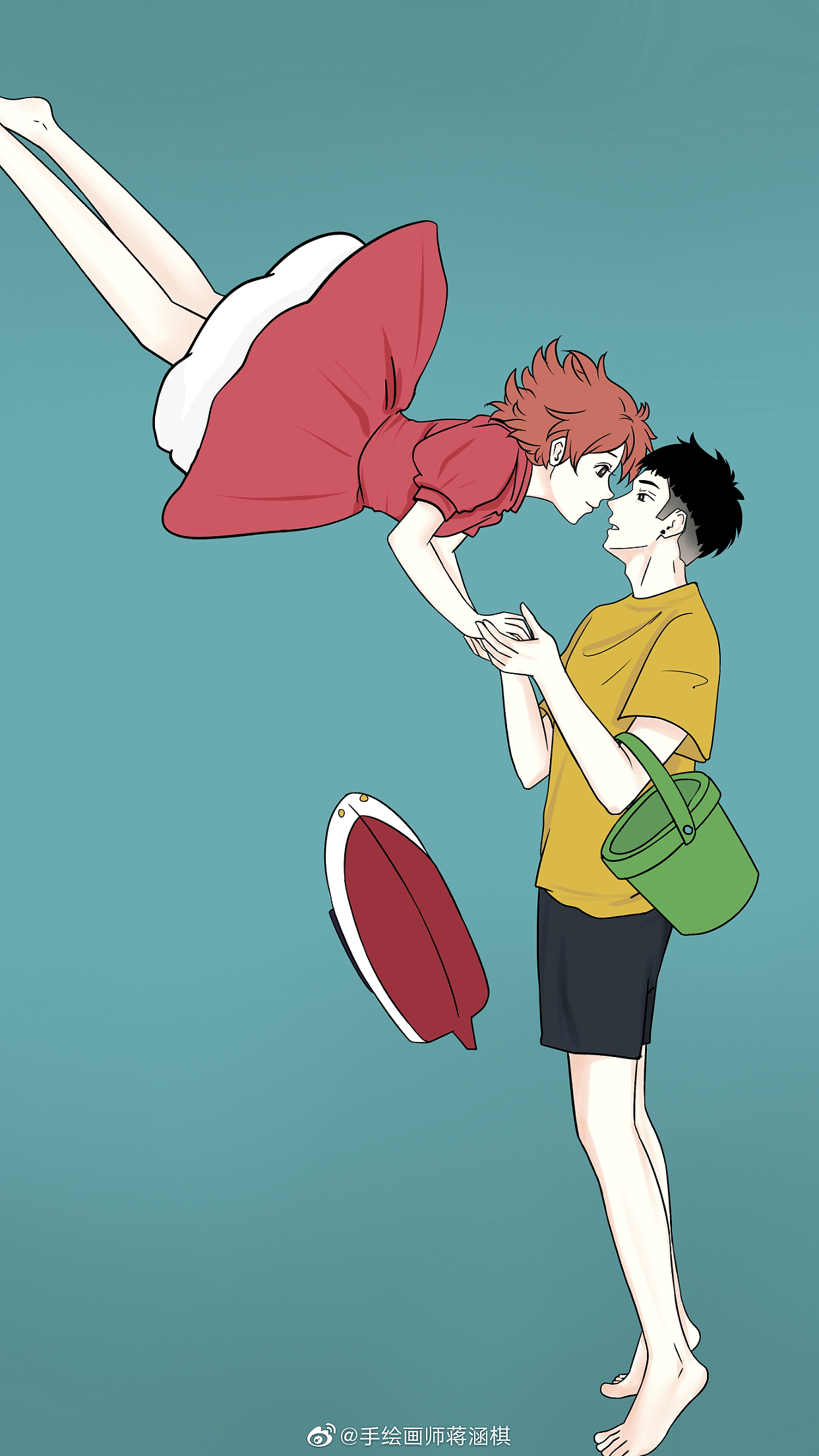 画了长大的宗介和波妞