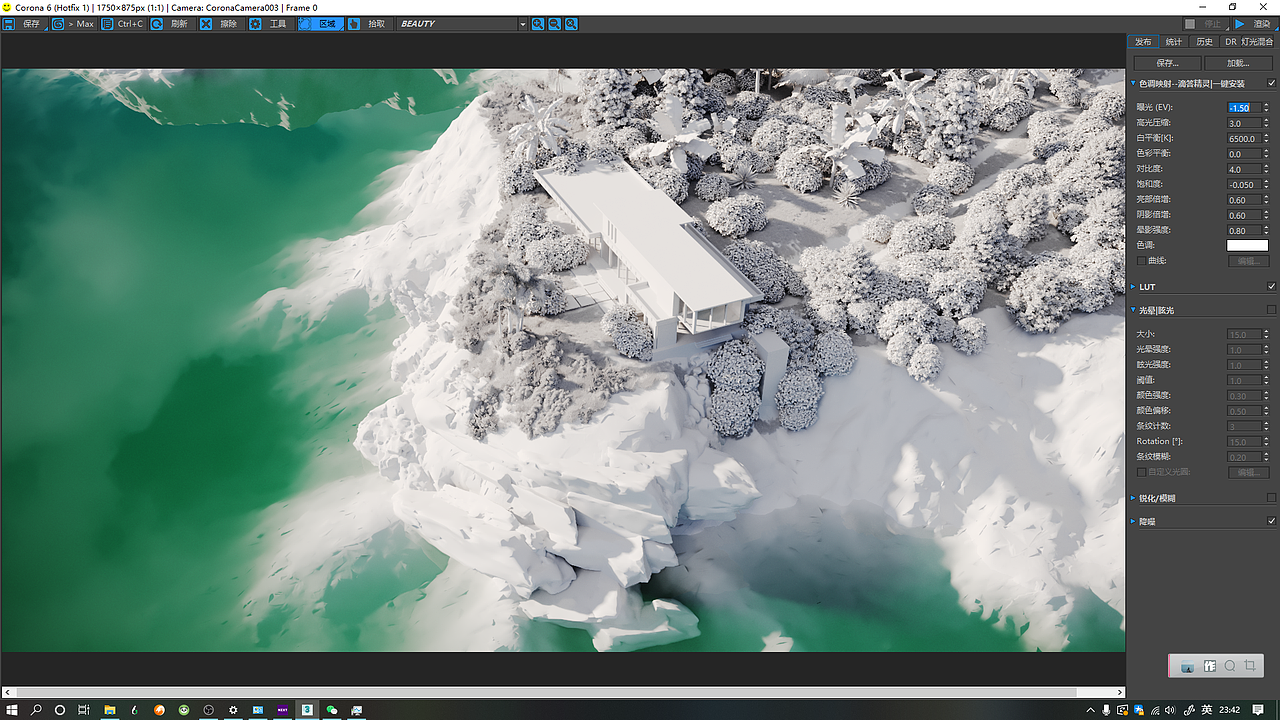 海岛别墅corona案例（biliibli：木一空间）（图ZMjUzMDQ4MTA0） - 建筑设计 - 站酷设计师来自于北原创素材 - 站酷ZCOOL