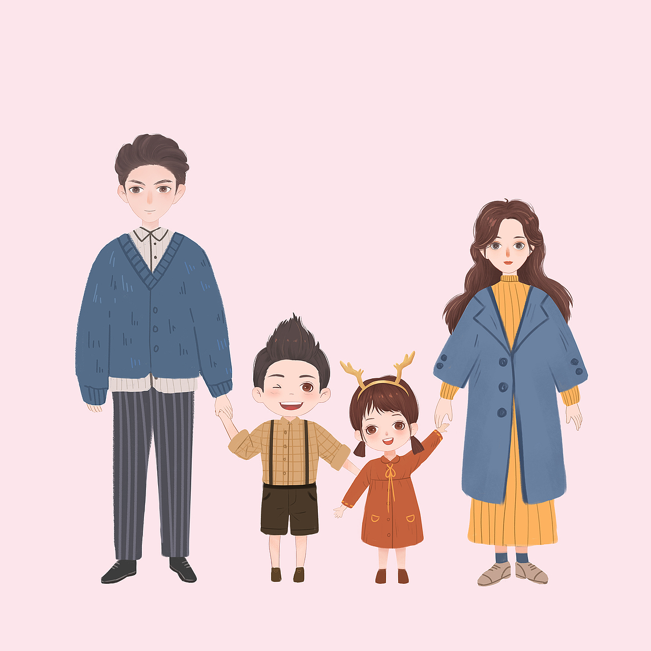 一家人漫画IP形象插画系列（图ZMjIzNTU4MTA4） - 商业插画 - 站酷设计师粉色小麦色原创素材 - 站酷ZCOOL