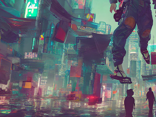 #AI创作实验室#飞翔的脚和塑料袋