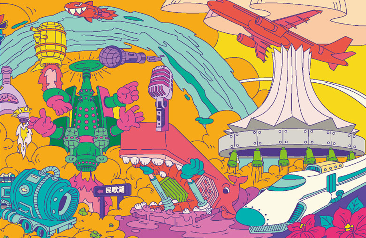 南宁有空设计新南仓地铁商业街插画