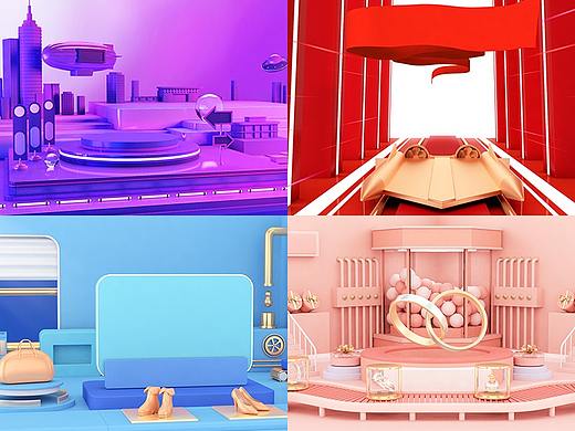 C4D立体电商场景三维设计作品