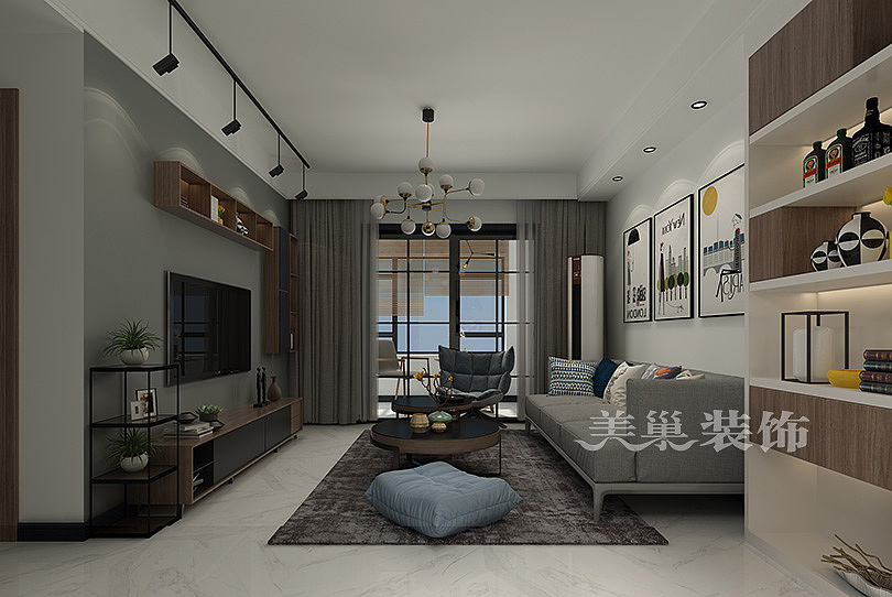 正商林语溪岸97平方三室两厅样板间装修设计图
