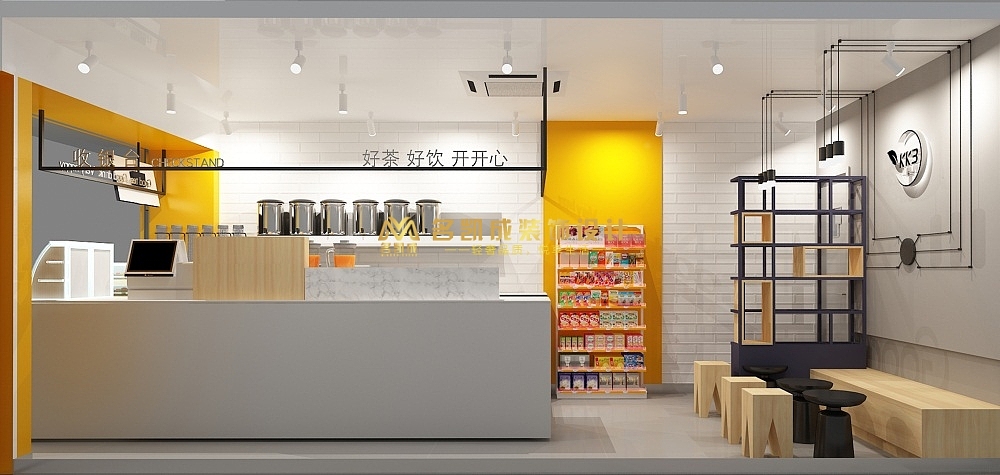 经济实用型奶茶简约饮店中式茶设计#店铺设计#装修设计