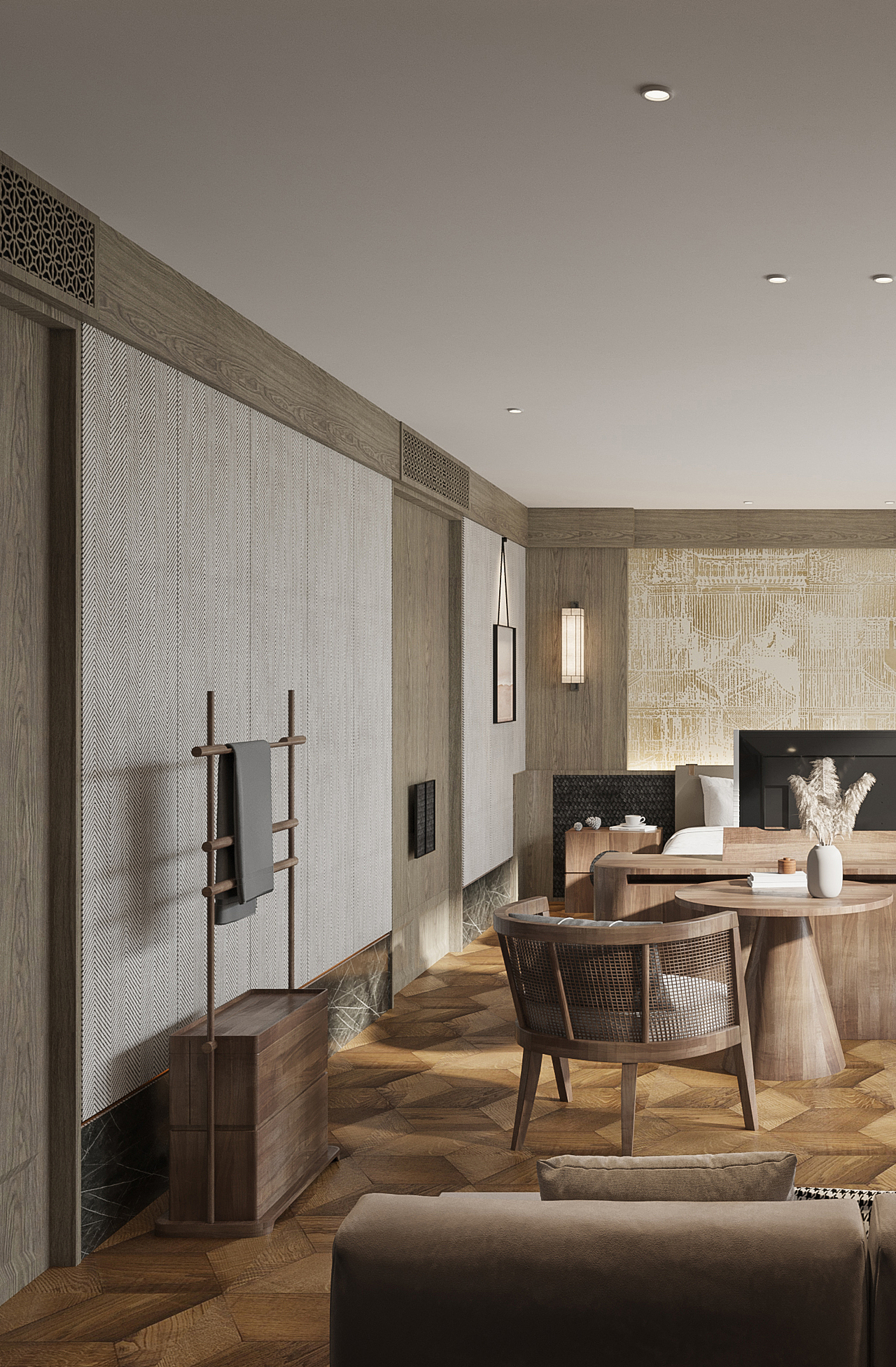 中式侘寂民宿酒店效果图表现