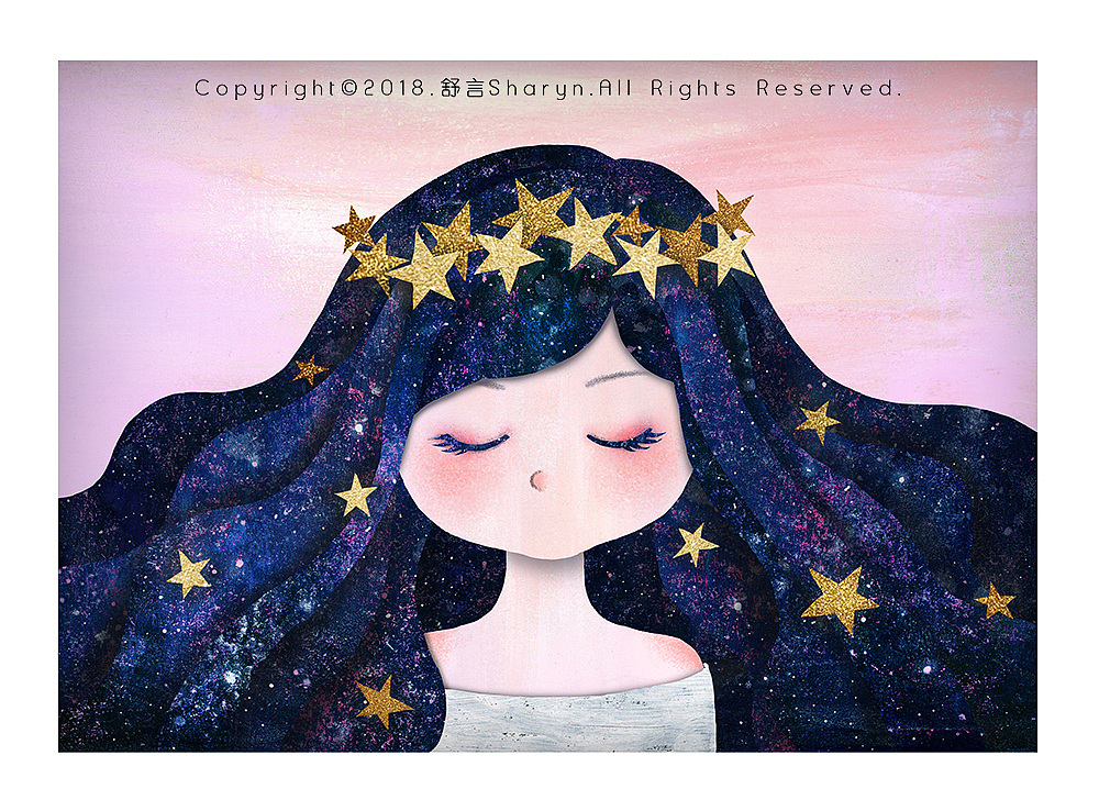 摘一颗星星送给你【拼贴作品】（图ZMTQ4NTM5MTA0） - 商业插画 - 站酷设计师舒言插画原创素材 - 站酷ZCOOL