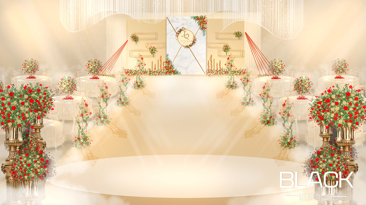 香槟色+红色，婚礼舞台（图ZMTAyODAyMDQ4） - 其他 - 站酷设计师吾以原创素材 - 站酷ZCOOL