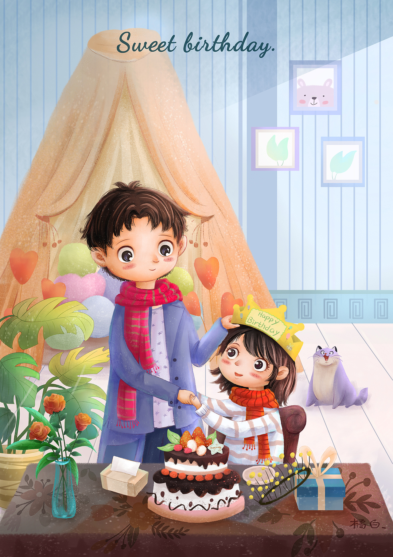 Sweet Birthday（图ZMjY5NzM3Mzky） - 儿童插画 - 站酷设计师橘白Yolo原创素材 - 站酷ZCOOL