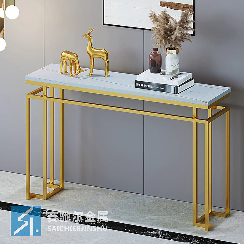 中式欧式现代不锈钢玄关台中间放上大理石效果会更好吗