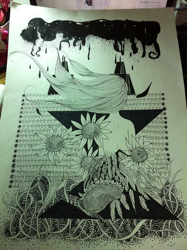 原创手绘,开在心上的向日葵