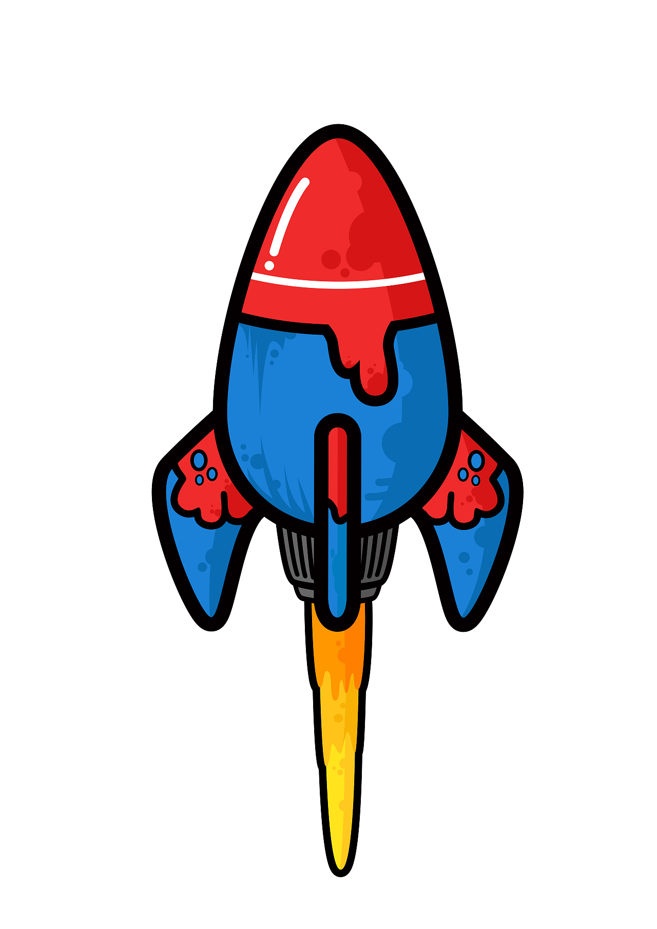 科技火箭简笔画 简单又漂亮儿童画 肉丁儿童网