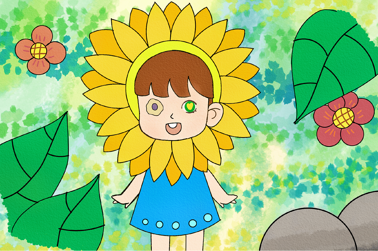 带向日葵的小女孩|插画|儿童插画|云川尧 - 原创作品 - 站酷 (zcool)