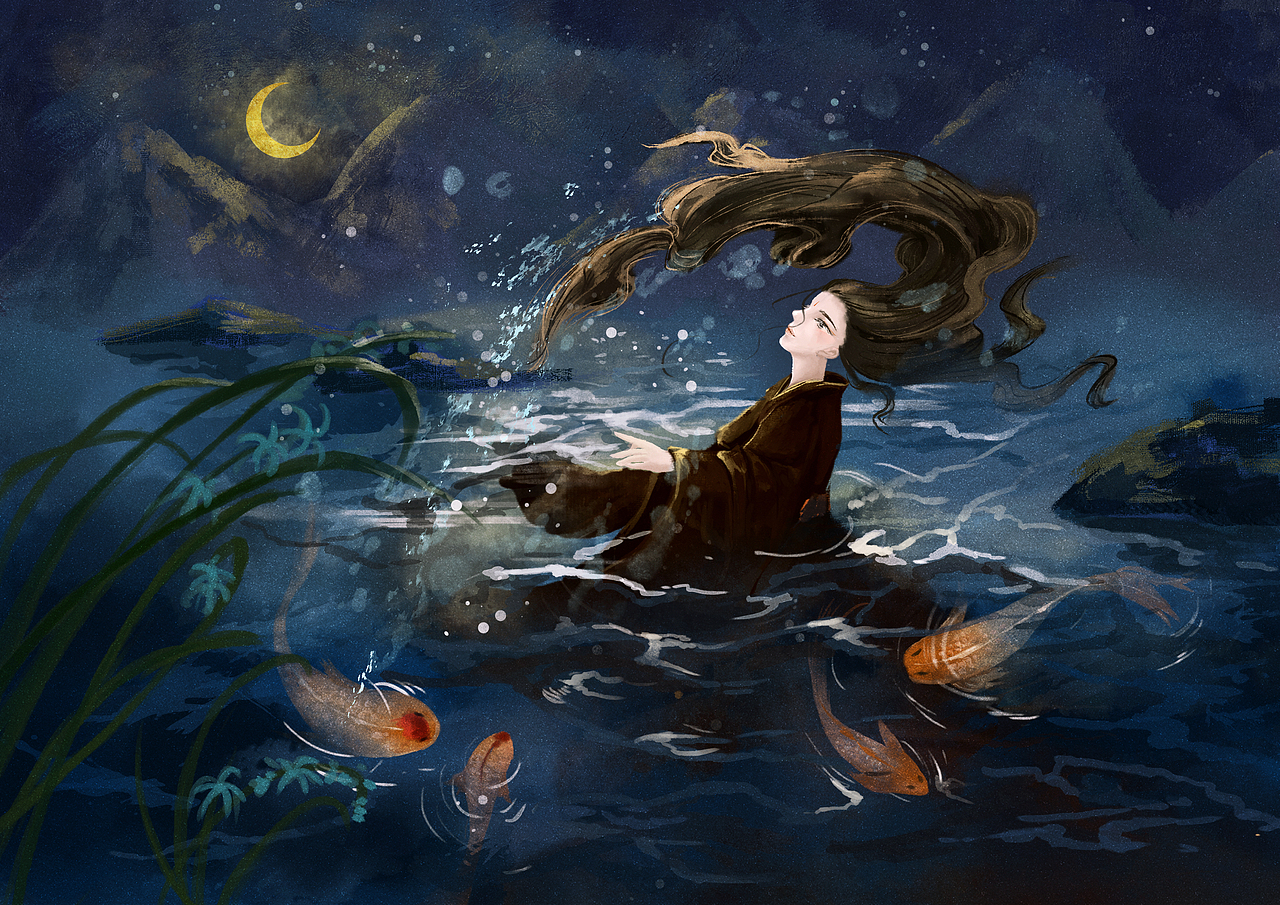 月下|插画|艺术插画|月澜_原创作品-站酷zcool