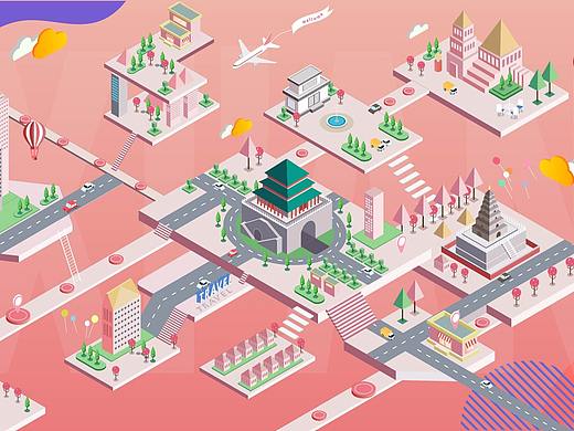 2.5D插画练习-welcome to Xi'an