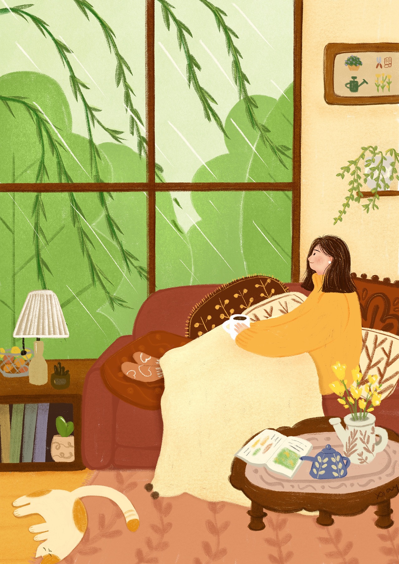 插画｜春日午后听雨
