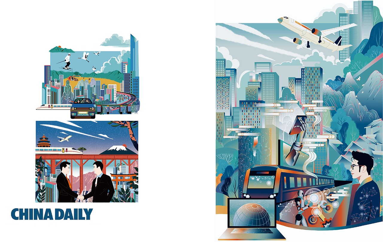 China Daily《中国日报》特刊&国际版插画（图ZMTY4NjExNDI4） - 商业插画 - 站酷设计师吴和平Luo原创素材 - 站酷ZCOOL