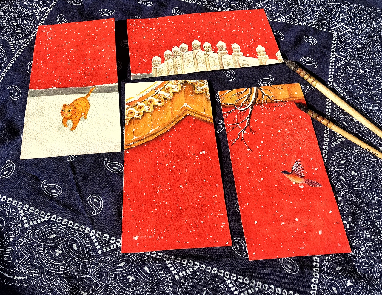 手绘新年桃符,可以做新年贺卡,红包,新年快乐呼和浩特/插画师/2年前