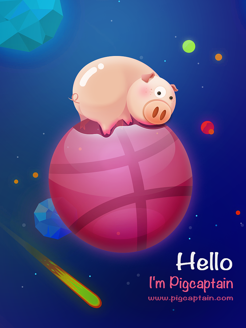 猪与dribbble（图ZMzQxOTA0NTY=） - 商业插画 - 站酷设计师猪头小队长2号原创素材 - 站酷ZCOOL